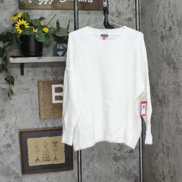 NWT Vince Camuto Womens Plus Size Crewneck Sweater 9251219 1X Antique White - Picture 3 of 6